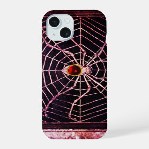 SPINNE UND NETZ Roter Rubin Schwarz iPhone 15 Hülle