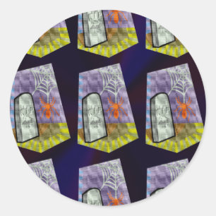 Spinnen aus dem Web und ein RIP Marker Muster Runder Aufkleber