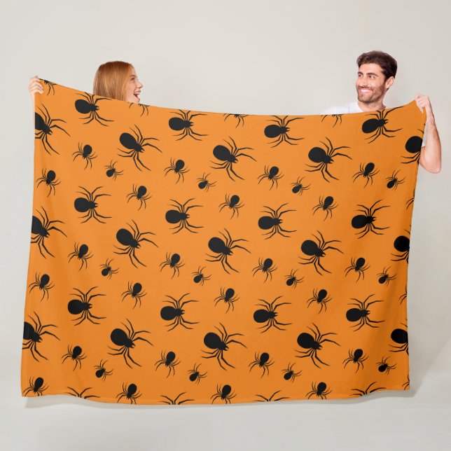 Spinnen Halloween Muster Schwarz und Orange Fleecedecke (Beispiel)