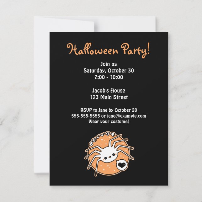 Spinnen-Halloween-Party-Einladungen Einladung (Rückseite)