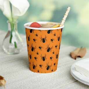 Spinnen Halloween-Party Schwarz Orange Custom Pappbecher