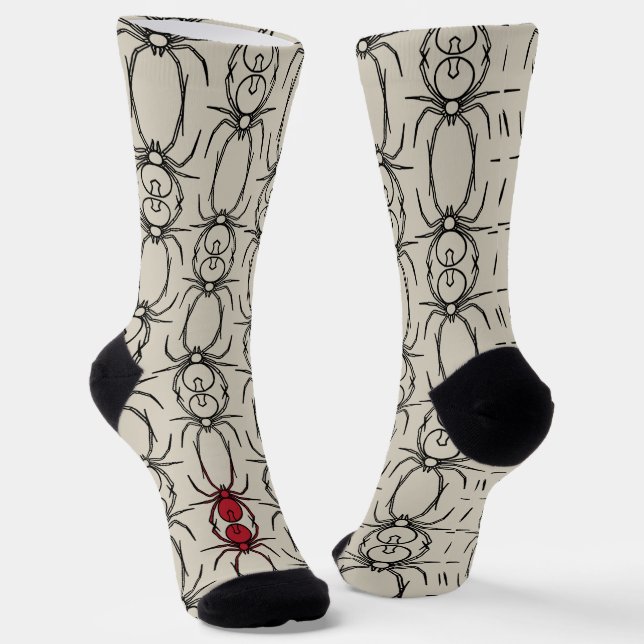 Spinnen - Knochen weiß und schwarz Socken (Gewinkelt)