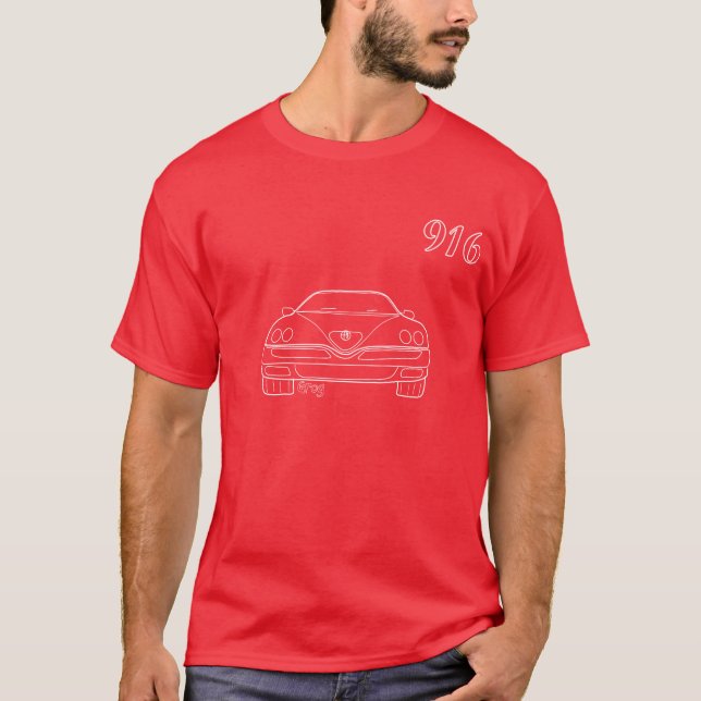 Spinnen-Kontur T - Shirt-Rot des Alpha-916 GTV T-Shirt (Vorderseite)