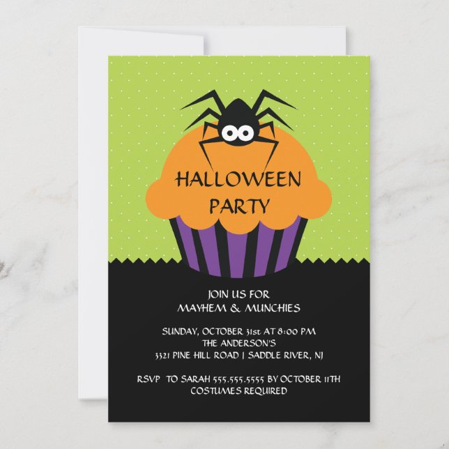 Spinnen-Kuchen-Halloween-Party-Einladung für Einladung (Vorderseite)