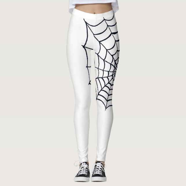 Spinnen-Netz-Leggings Schwarzweiss für Halloween Leggings (Vorderseite)