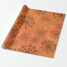 Spinnen-Netz-Orangen-Packpapier Halloweens