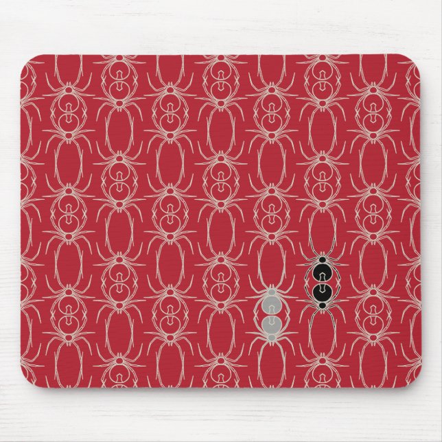 Spinnen - Rot und Knochen weiß Mousepad (Vorne)