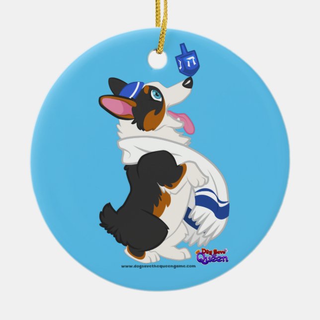 Spinnen Sie die Dreidel- Verzierung Keramik Ornament (Vorne)