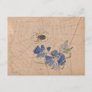Spinnen und Web mit blauen Blumen   Joseph Crawhal Postkarte