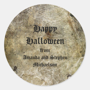Spinnen und Weben Halloween-Aufkleber Runder Aufkleber