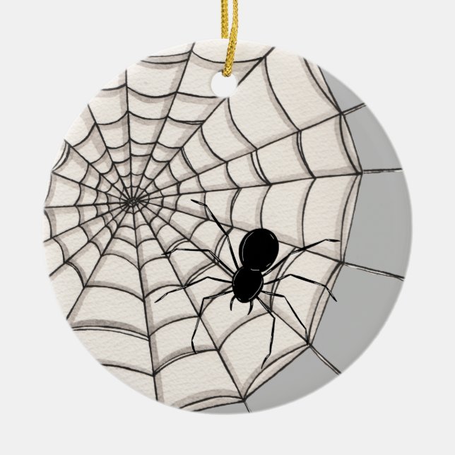 Spinnen und WebHalloween-Keramik Keramik Ornament (Vorne)