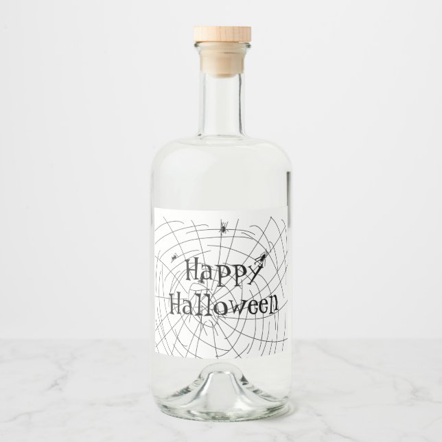 Spinnen Web Hand Drawn Doodles Alkoholflaschenetikett (Vorderseite)