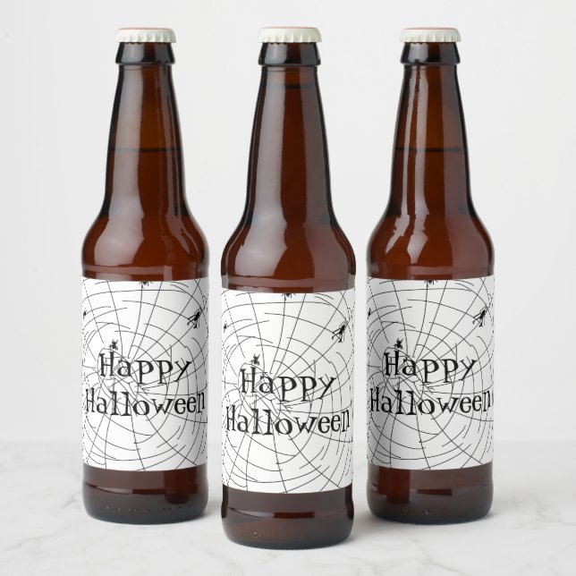 Spinnen Web Hand Drawn Doodles Bierflaschenetikett (Flaschen)