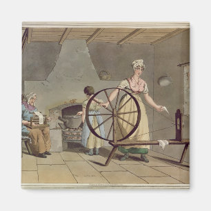 Spinnende Frau, 'vom Kostüm von Yorkshire Magnet