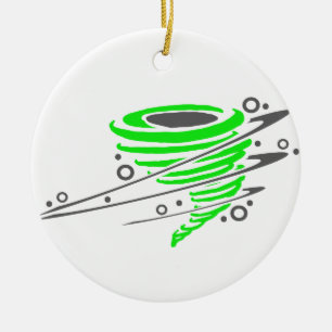 Spinnender grüner Tornado Keramikornament