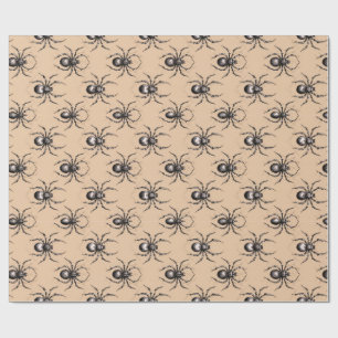 Spinnendesign Schwarzer Spinnentisch auf beige Unt Geschenkpapier