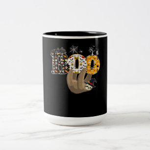 Spinnengeschenk   Boo Halloween mit Sloth Hexenhut Zweifarbige Tasse