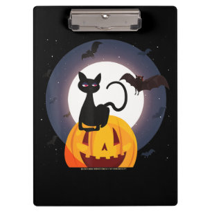 Spinnengeschenk Halloween Black Cat Spipumkin Klemmbrett