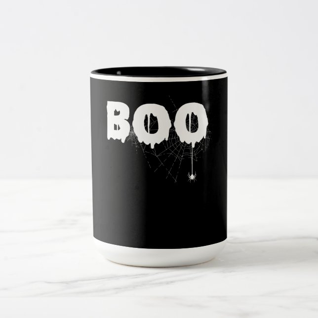 Spinnengeschenk | Halloween Funny Beängstigend Lit Zweifarbige Tasse (Mittel)