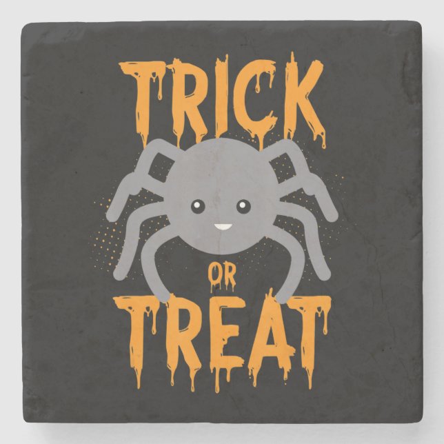 Spinnengeschenk | Spinne - Trick oder Treat - Hall Steinuntersetzer (Vorderseite)