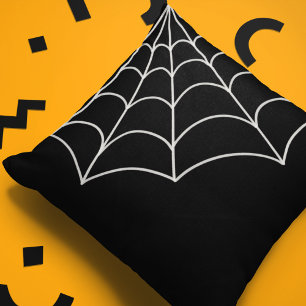 Spinnennetz Grafik Schwarz und Weiß Kissen