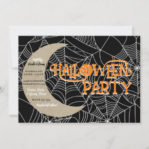 Spinnennetz-Halbmond-Halloween-Kostüm-Party Einladung