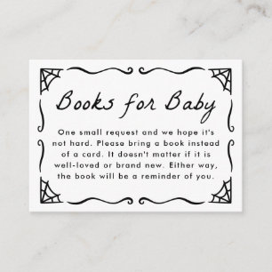 Spinnennetz-Halloween-Baby-Shower-Bücher für Baby Begleitkarte