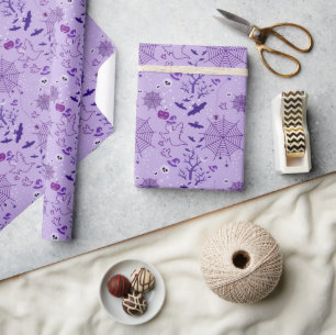 Spinnennetz Halloween Elegant lila Geschenkpapier