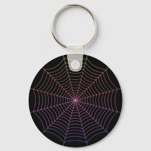 Spinnennetz schwarz lila orange Halloween-Muster Schlüsselanhänger