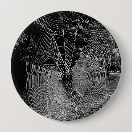 Spinnennetz Schwarz-Weiß-Foto Button
