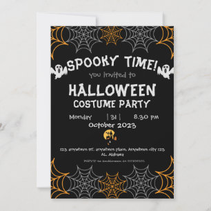 Spinnennetze Orange Spooky Adult Halloween-Party Einladung