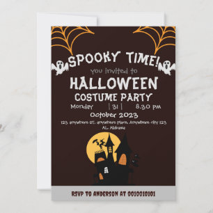 Spinnennetze Orange Spooky Adult Halloween-Party Einladung