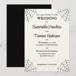 Spinnennetze Schwarz-Weiß-Gothic-Hochzeit Einladung