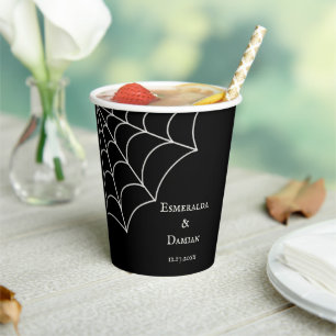 Spinnennetze Schwarz-Weiß-Gothic-Hochzeit Pappbecher