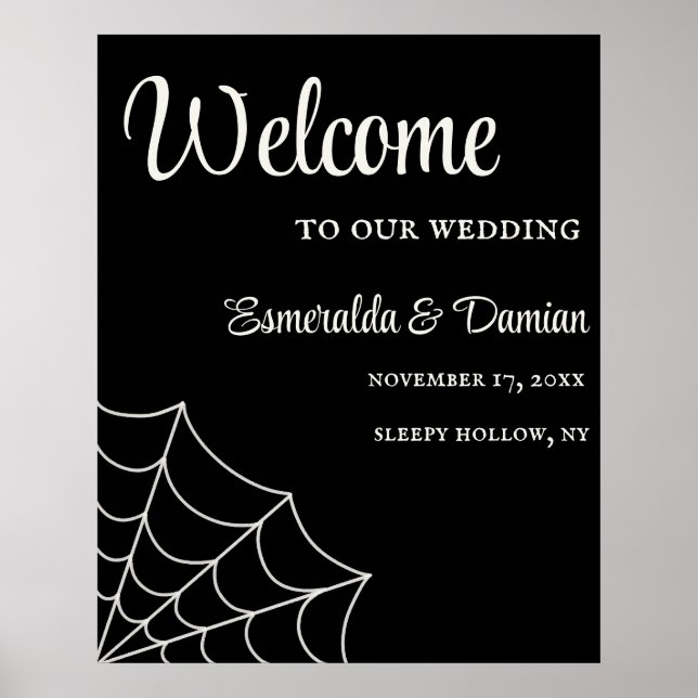 Spinnennetze Schwarz-Weiß-Gothic-Hochzeit Poster (Vorne)