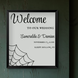 Spinnennetze Schwarz-Weiß-Gothic-Hochzeit Poster