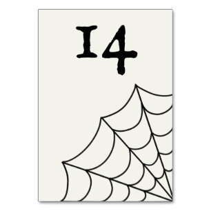 Spinnennetze Schwarz-Weiß-Gothic-Hochzeit Tischnummer