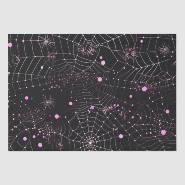 Spinnennetze und Punkte Modernes Schwarzes Hallowe Seidenpapier (Vorderseite)