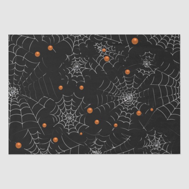 Spinnennetze und Punkte Modernes Schwarzes Hallowe Seidenpapier (Vorderseite)