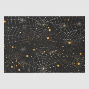 Spinnennetze und Punkte Modernes Schwarzes Hallowe Seidenpapier