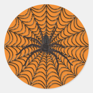 Spinnennetze und Schwarzer Spinnenkopf Runder Aufkleber