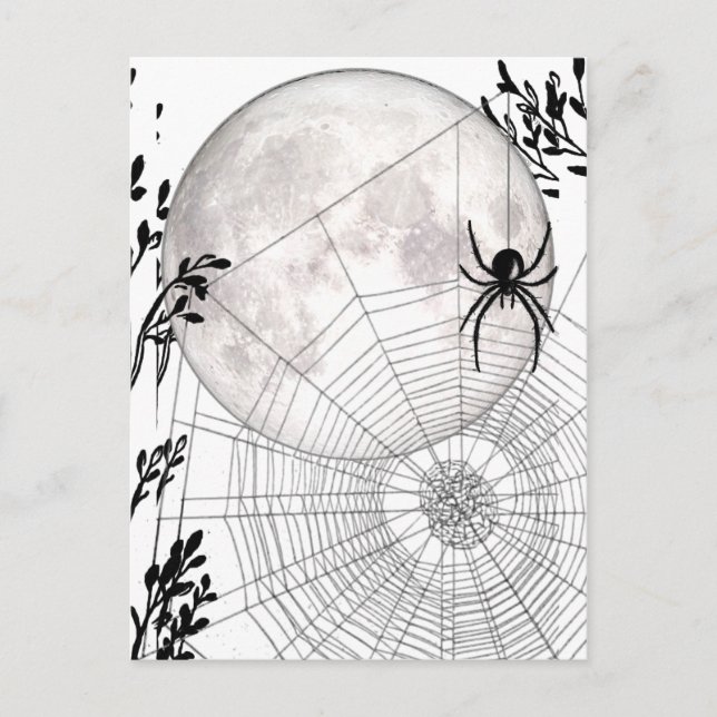 Spinnennetze, Vollmond, Ikonische Gotik, Gotische  Postkarte (Vorderseite)