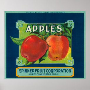 Spinner-Frucht Apple beschriften - Yakima, WA Poster