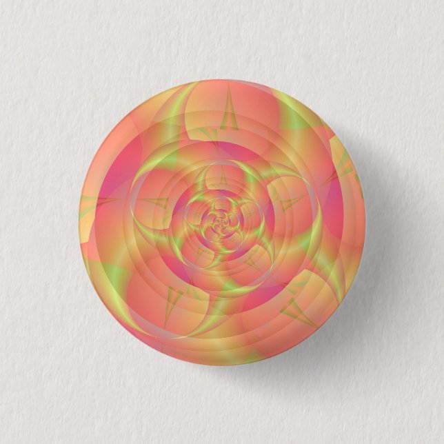 Spinnerhorn in Rosa und Gelb Button (Vorderseite)