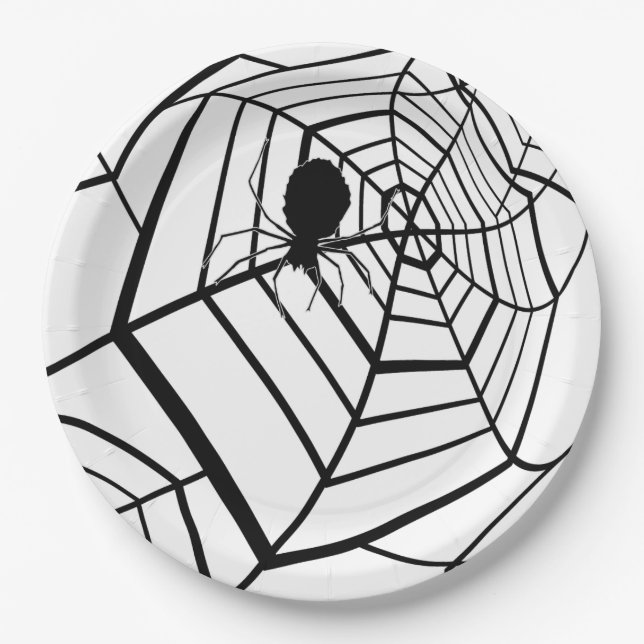 Spinngewebe - Halloween - Papierplatte Pappteller (Vorderseite)