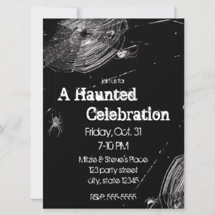 Spinngewebe und weiße Spinnen Halloween-Party Einladung