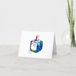 Spinning Dreidel Hanukkah Pop Art Card Dankeskarte