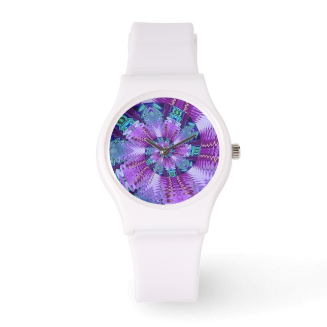Spinning Magenta und Türkis Watch Face Armbanduhr (Vorderseite)