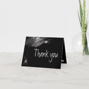 Spinnweben und weiße Spinnen Danke, Note Card Dankeskarte