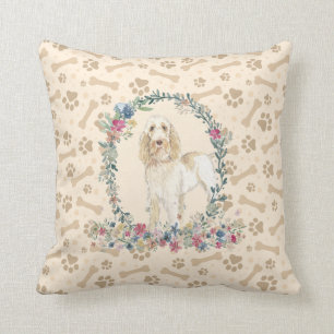 Spinone Italiano Dog Paw Print & Floral Niedlich Kissen